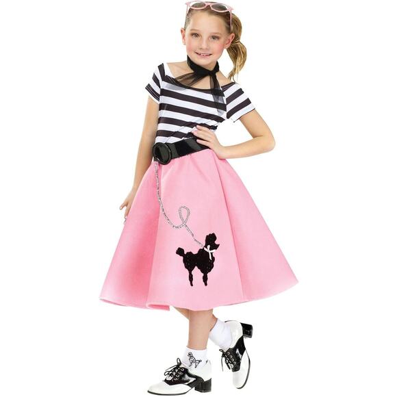 NWT 50s Soda Shop Sweetie Costume Girls sz Large 12-14 Poodle Skirt Fun World - Picture 1 of 8